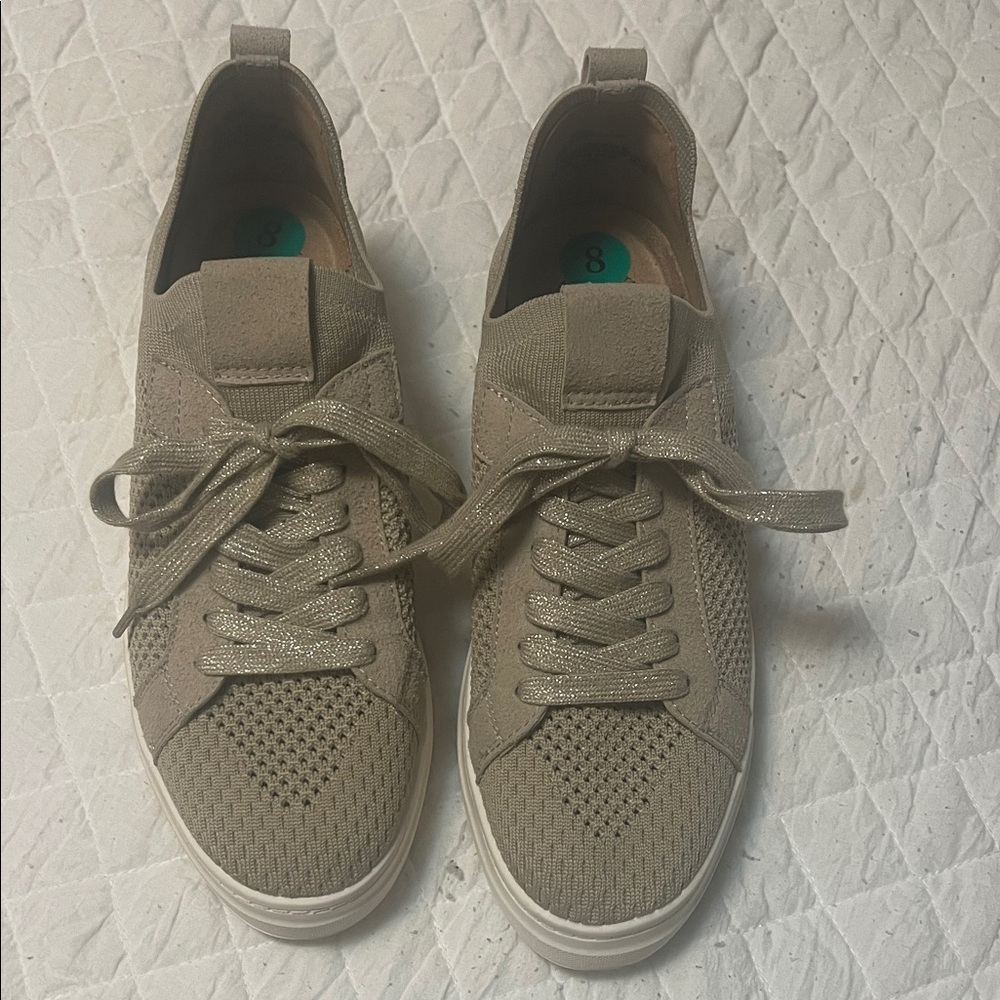 White Mountain Taupe Lace-Up Sneakers
